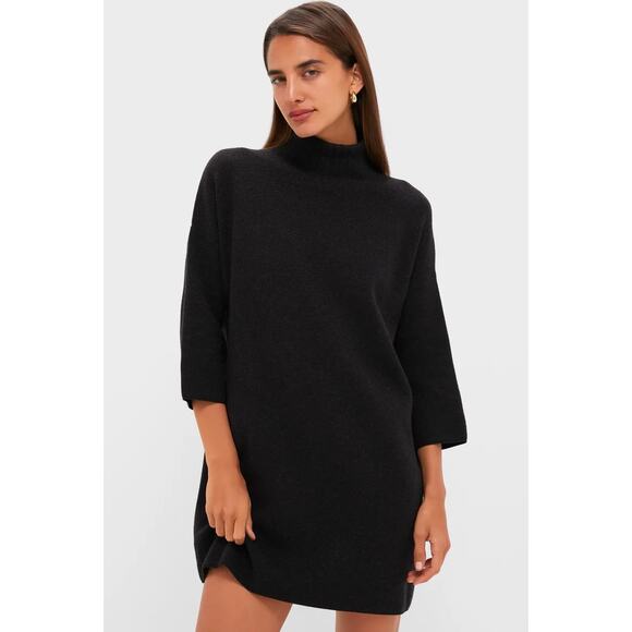 NWOT Pomander Place Noir Vivianne Sweater Dress Black Shimmer Turtleneck Cozy - Picture 1 of 16